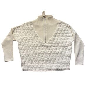 THML Quilted Pullover Half Zip White Womens Size XS Extra Small New With Tag